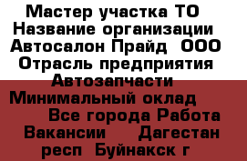 Мастер участка ТО › Название организации ­ Автосалон Прайд, ООО › Отрасль предприятия ­ Автозапчасти › Минимальный оклад ­ 20 000 - Все города Работа » Вакансии   . Дагестан респ.,Буйнакск г.